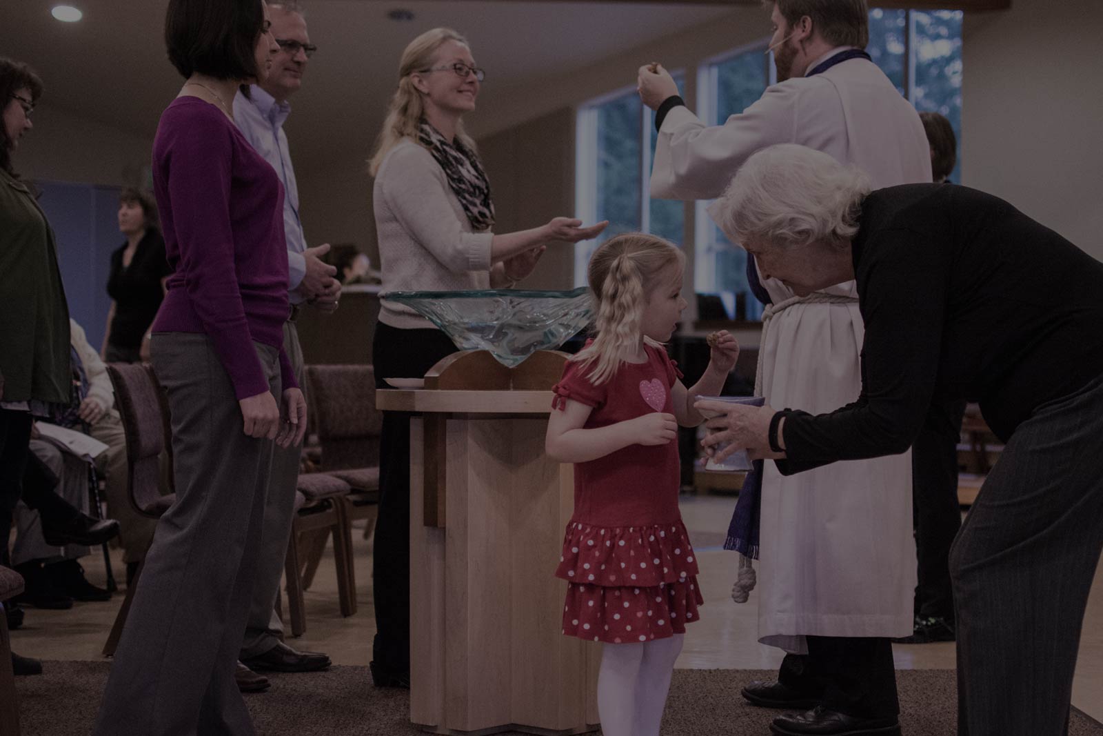 Communion
            during worship at Shepherd of the Valley